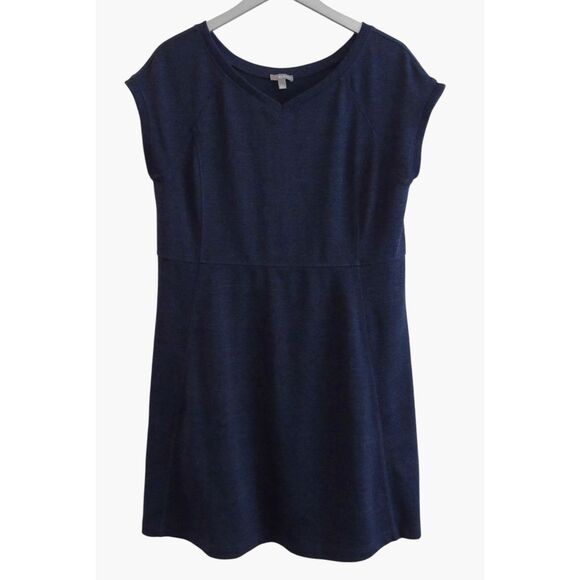 T by Talbots Knit Dress Lp Navy Blue Large Petite Active Atleisure - Picture 1 of 9
